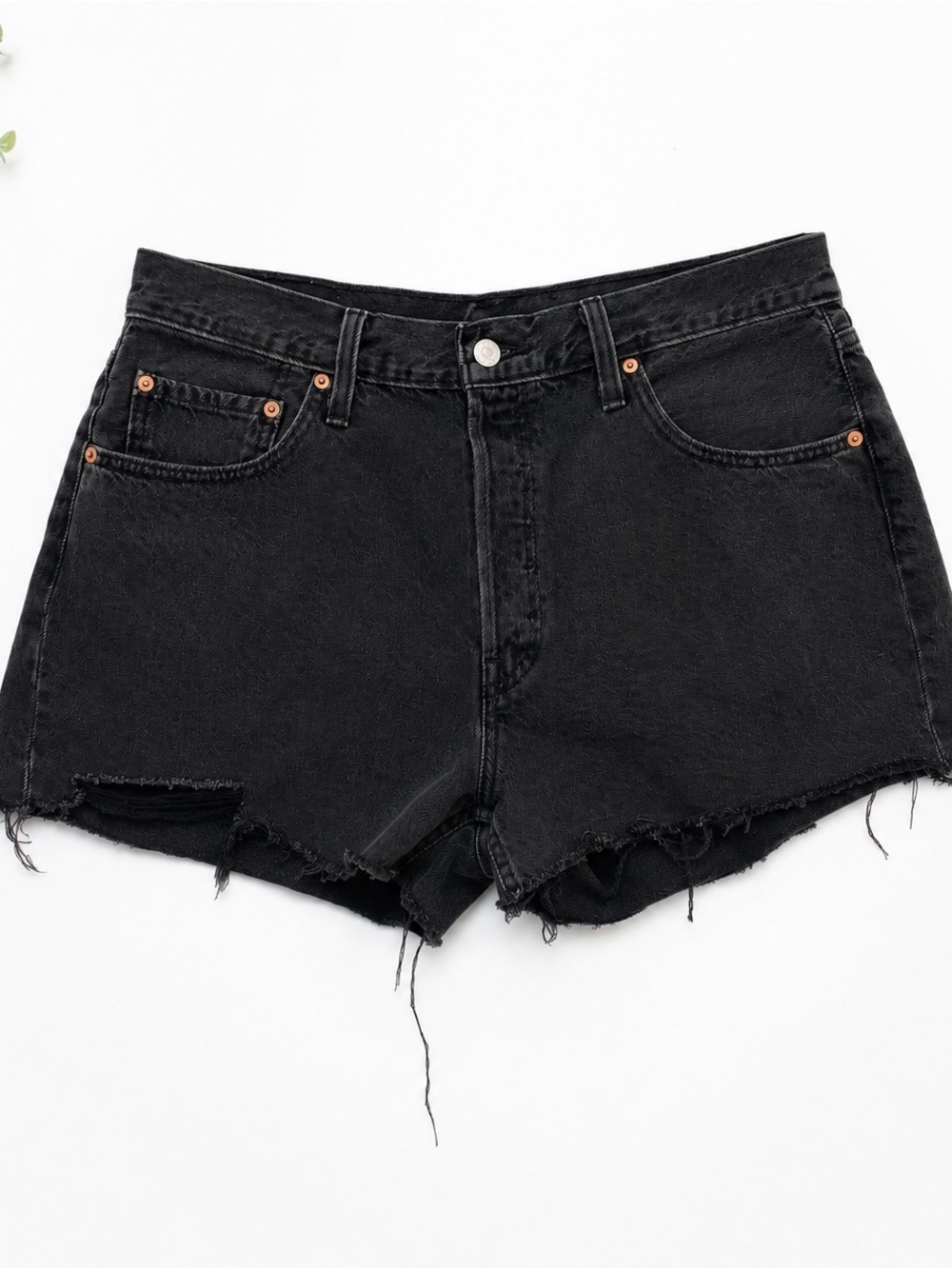 Levi’s 501 Women’s W32 Black Distressed Cutoff Denim Shorts